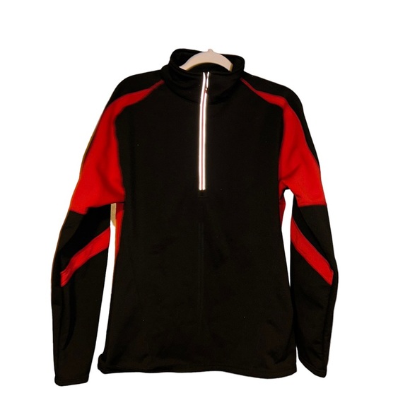 Men obermeyer black/red fleece pullover size Medium M jacket top ski - Picture 1 of 3